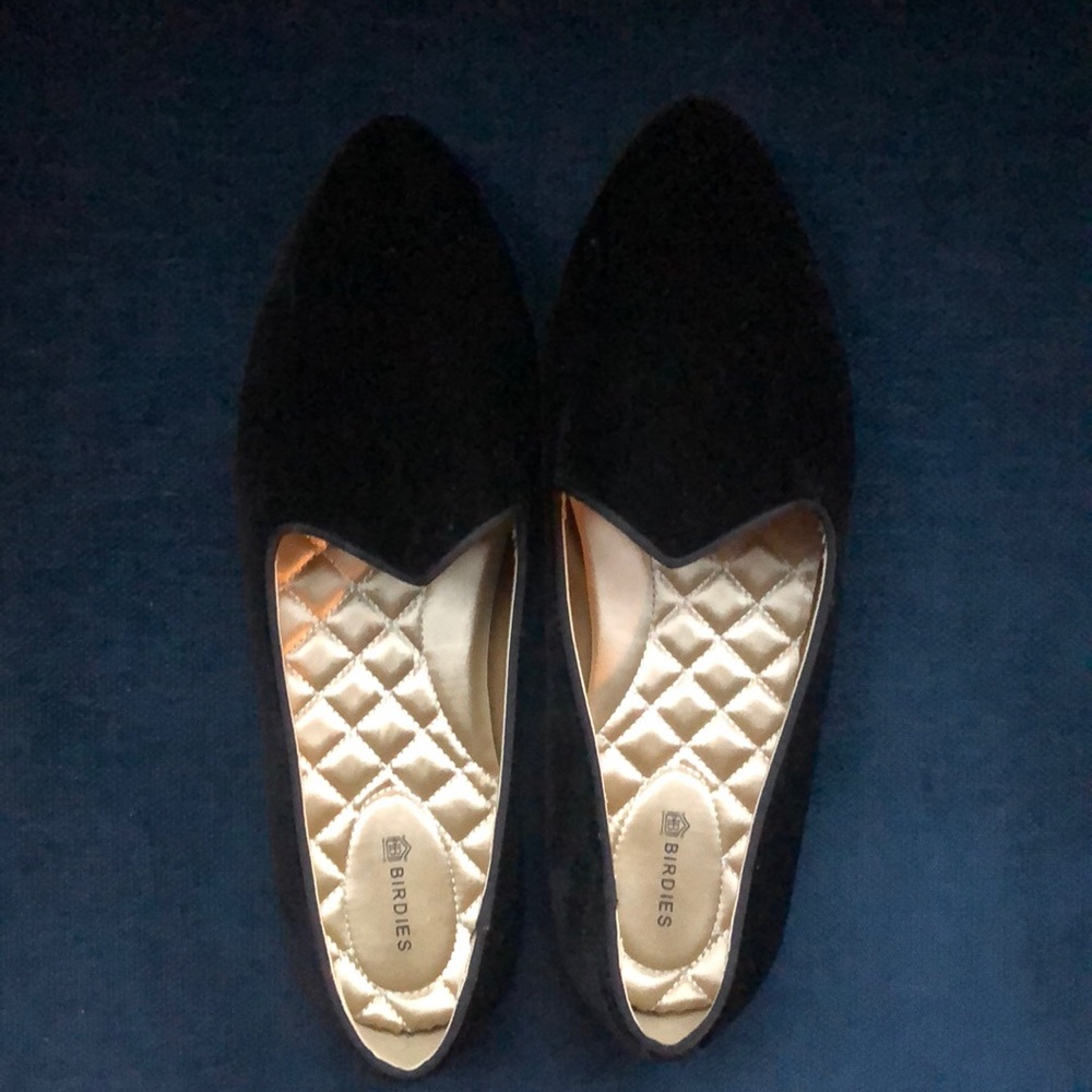Birdies The Heron black velvet flat, new condition
